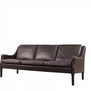 Mid-Century Modern Vintage Danish 3-seater Chocolate Leather Sofa, 1960s