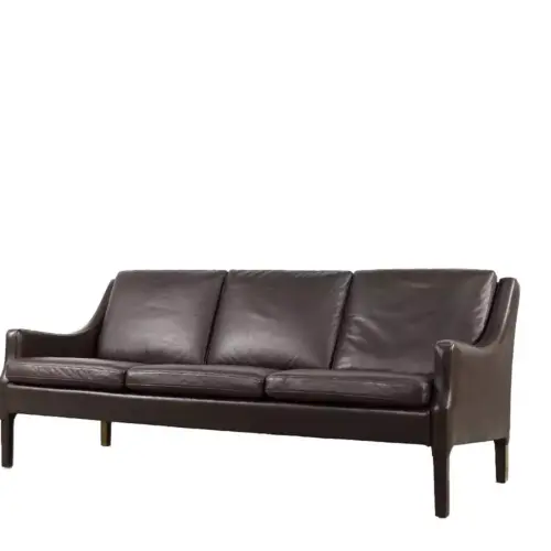 Mid-Century Modern Vintage Danish 3-seater Chocolate Leather Sofa, 1960s