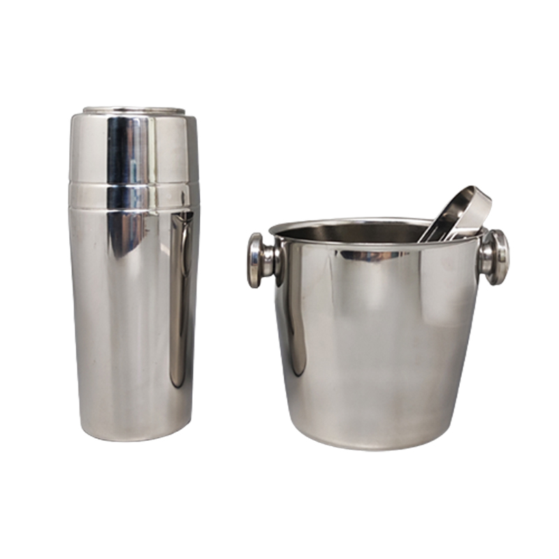 1970s Cocktail Shaker With Ice Bucket by Mepra. Made in Italy