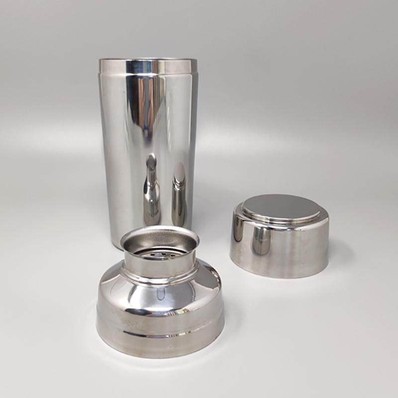 1970s Cocktail Shaker With Ice Bucket by Mepra. Made in Italy
