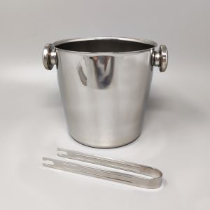 1970s Cocktail Shaker With Ice Bucket by Mepra. Made in Italy
