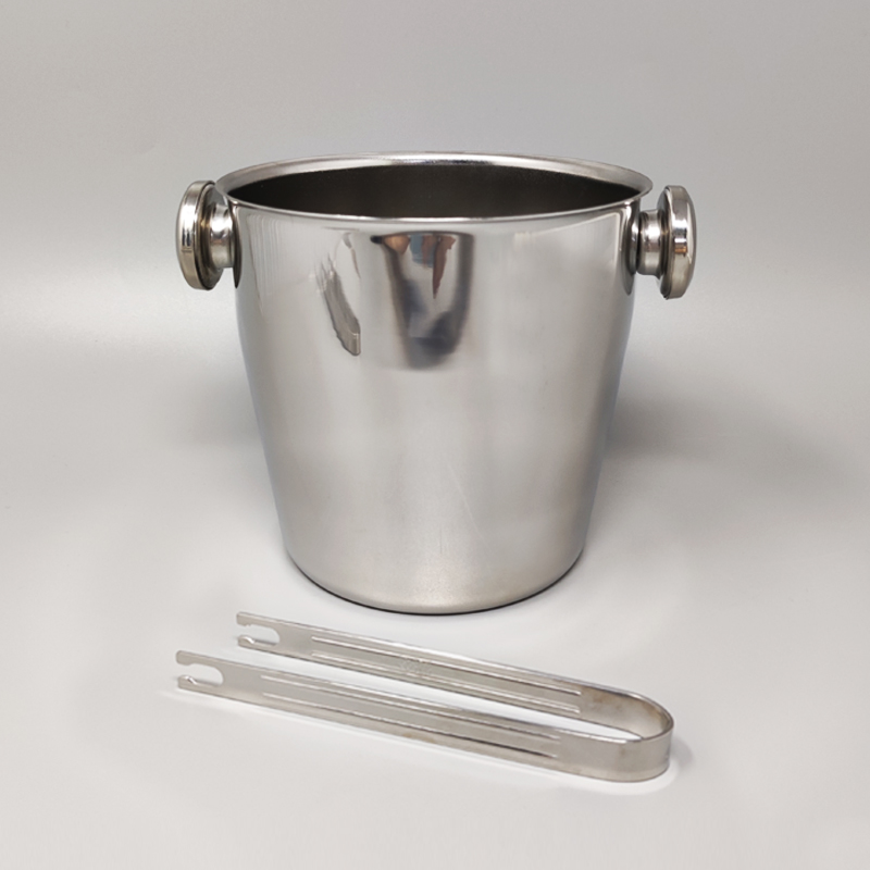1970s Cocktail Shaker With Ice Bucket by Mepra. Made in Italy