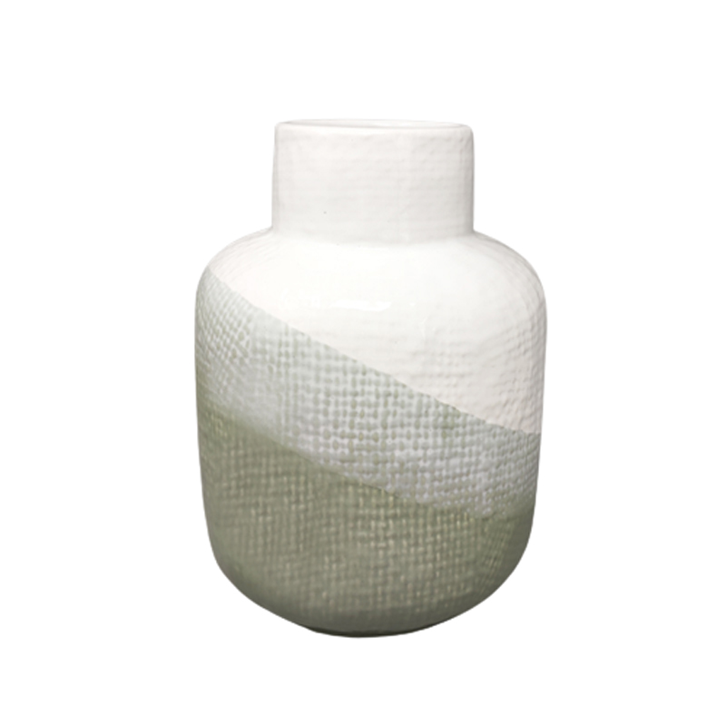 1970s Green And White Vase in Ceramic by F.lli Brambilla