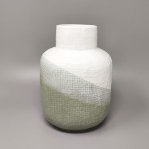 1970s Green And White Vase in Ceramic by F.lli Brambilla