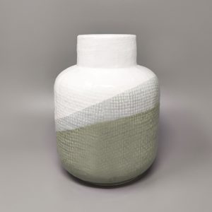 1970s Green And White Vase in Ceramic by F.lli Brambilla