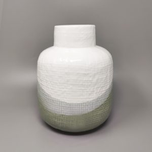 1970s Green And White Vase in Ceramic by F.lli Brambilla
