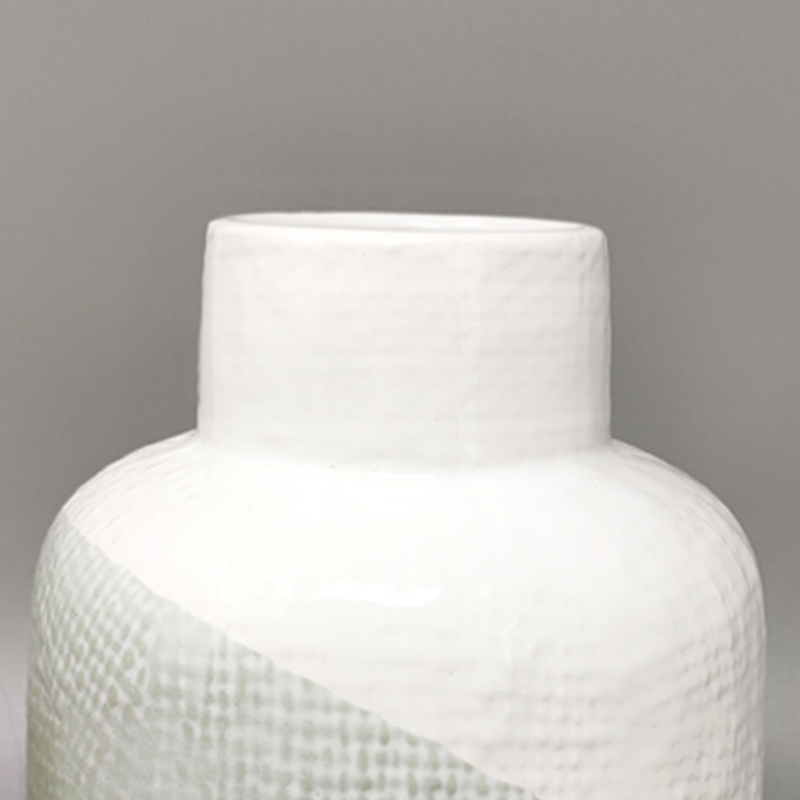 1970s Green And White Vase in Ceramic by F.lli Brambilla