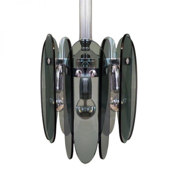 1970s Grey Smoked Chandelier by Veca in Murano Glass.