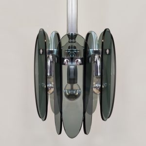 1970s Grey Smoked Chandelier by Veca in Murano Glass.