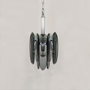 1970s Grey Smoked Chandelier by Veca in Murano Glass.