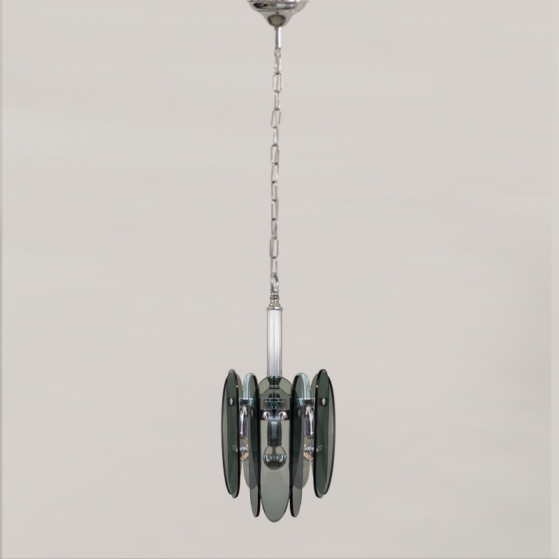 1970s Grey Smoked Chandelier by Veca in Murano Glass.