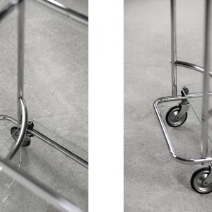 Vintage Art dèco Tubular Steel Chrome Plated and Glass Bar Cart, 1950s