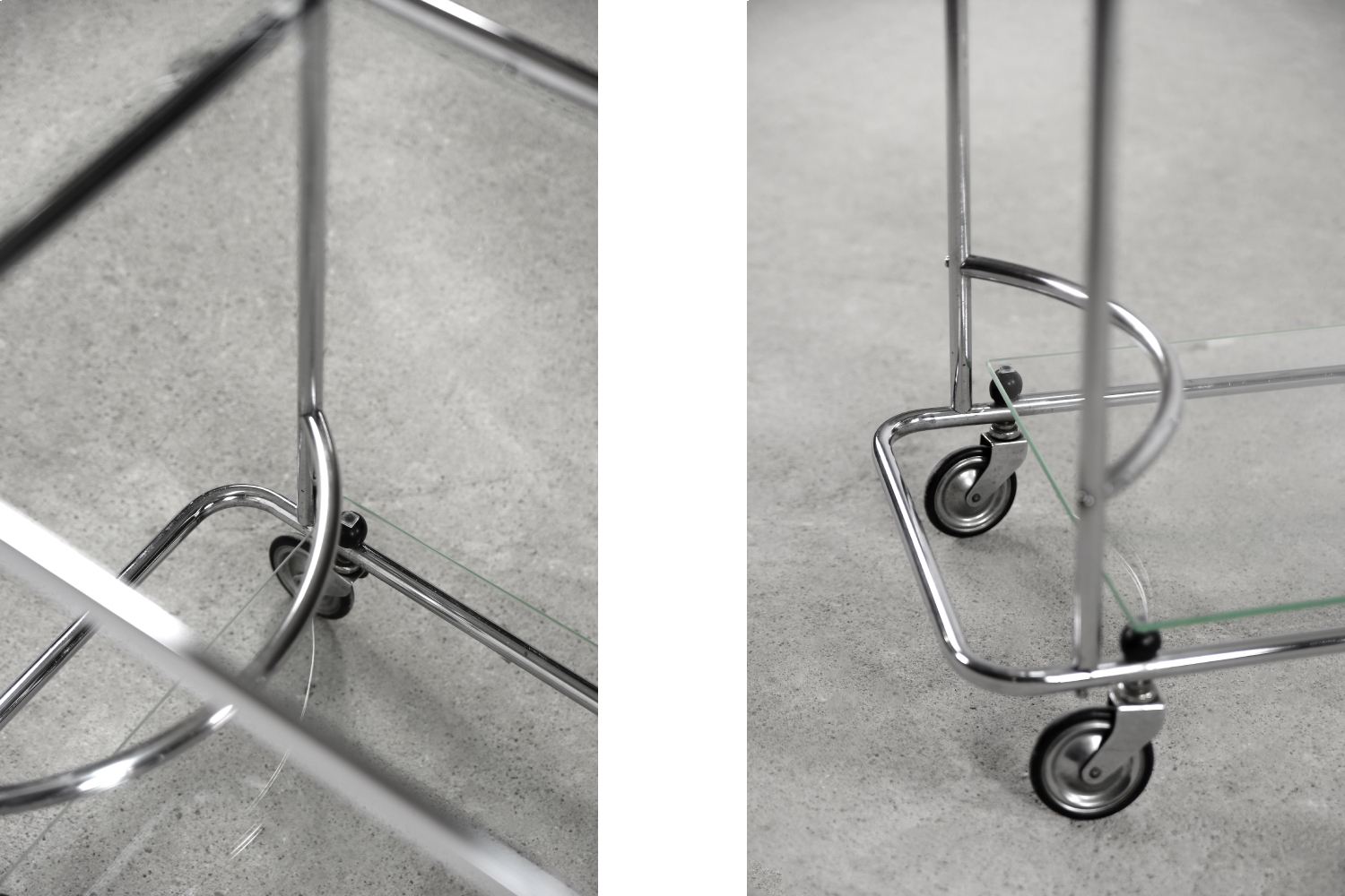 Vintage Art dèco Tubular Steel Chrome Plated and Glass Bar Cart, 1950s