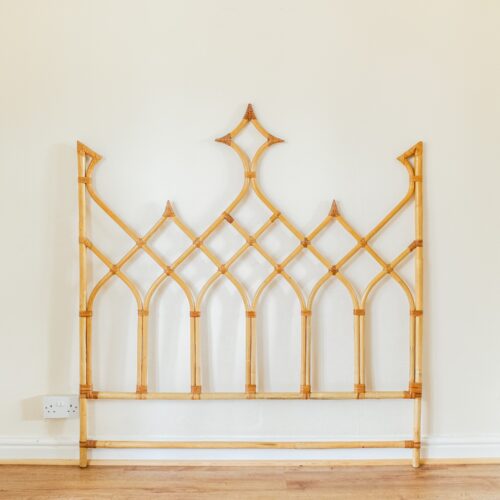 Rare Bamboo Diamond Design Double Bed Headboard
