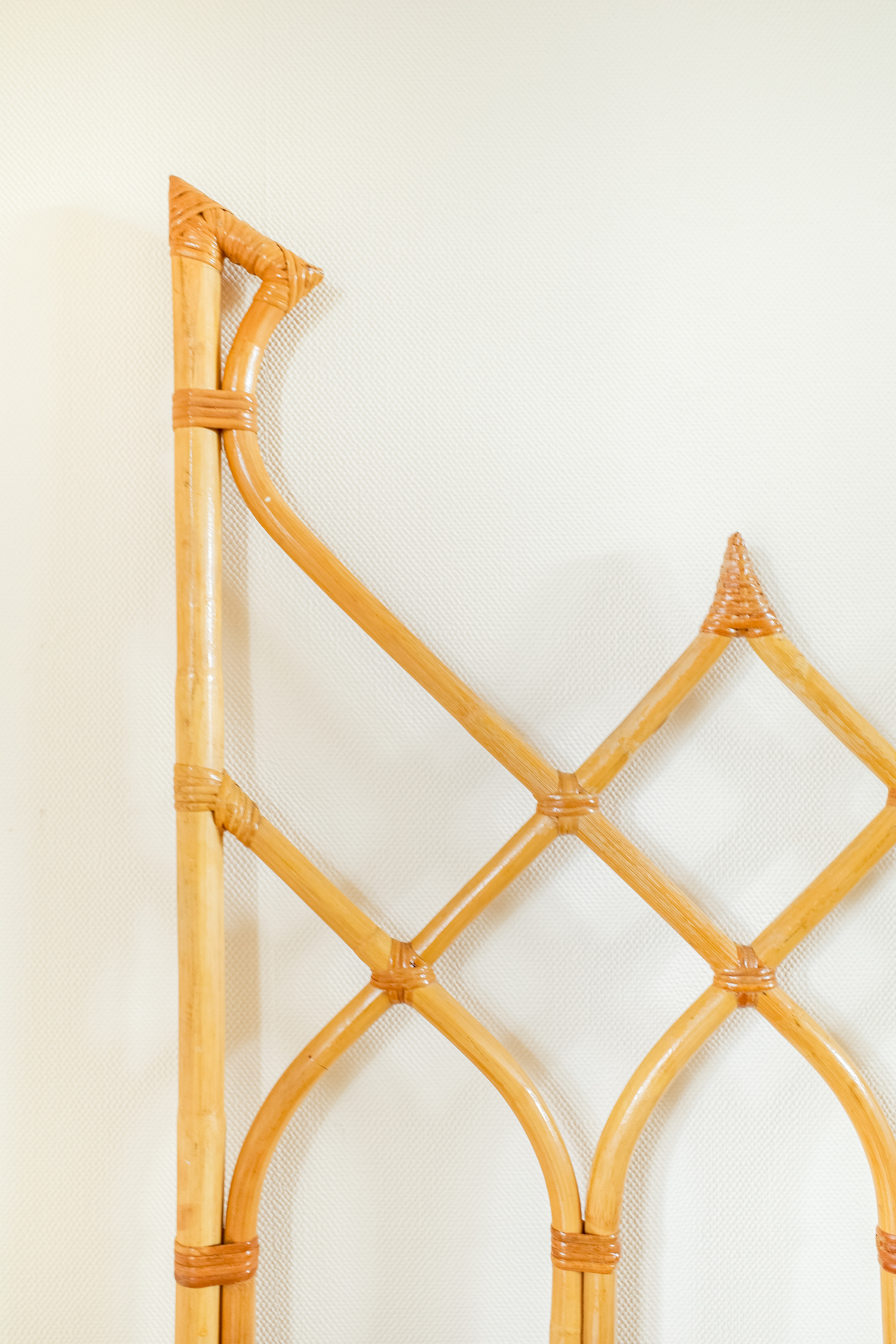 Rare Bamboo Diamond Design Double Bed Headboard