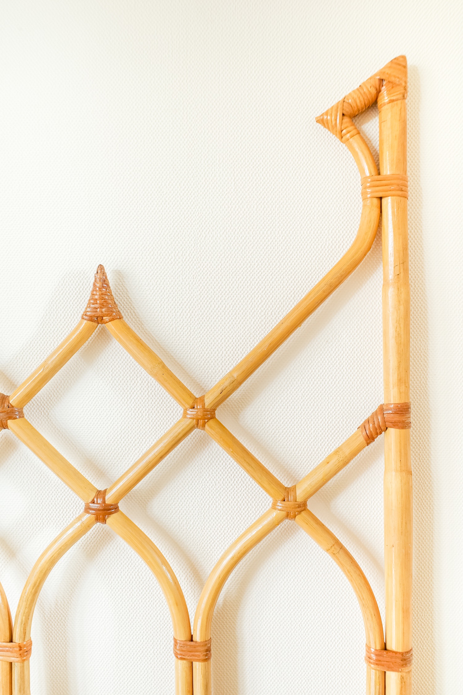 Rare Bamboo Diamond Design Double Bed Headboard
