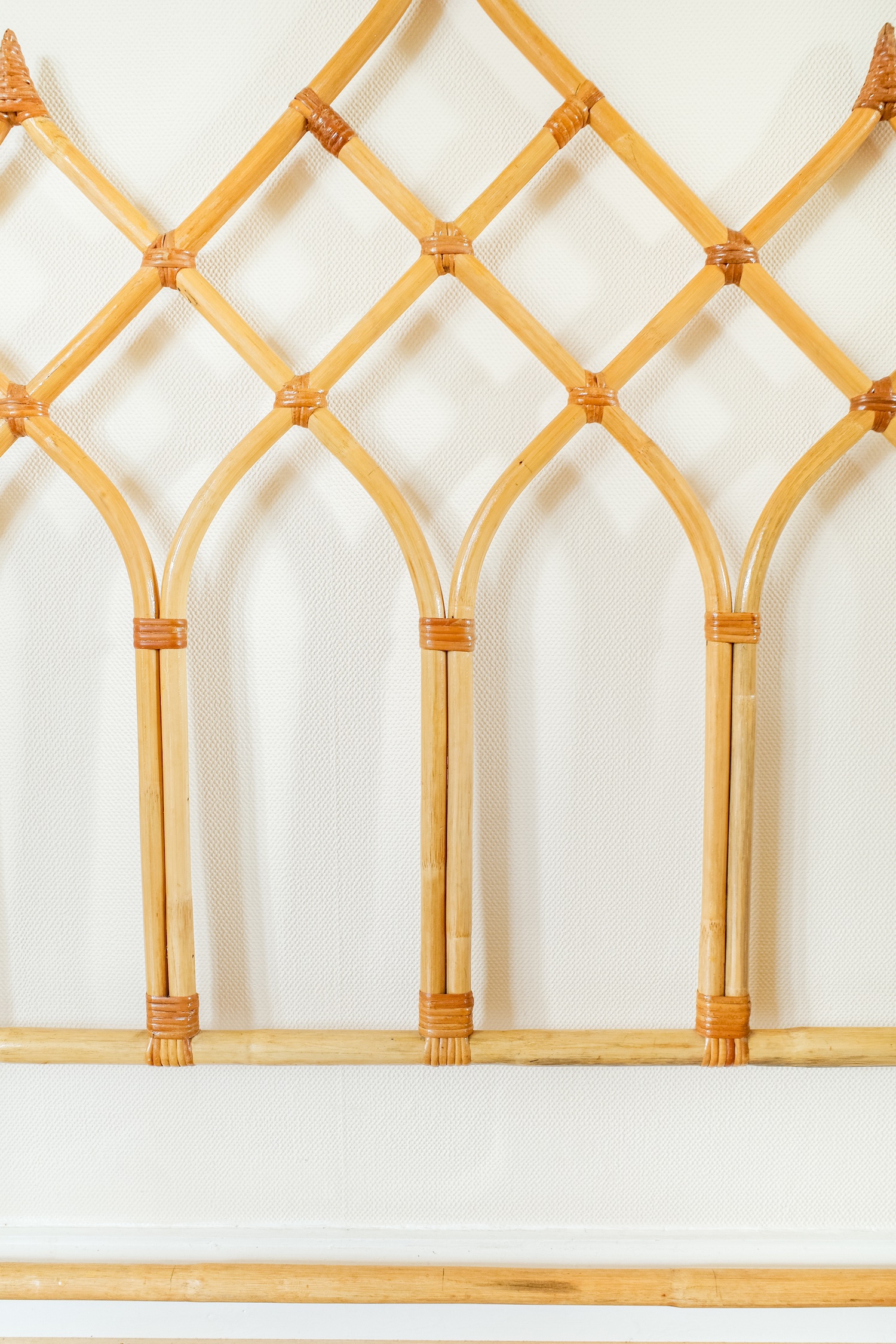 Rare Bamboo Diamond Design Double Bed Headboard