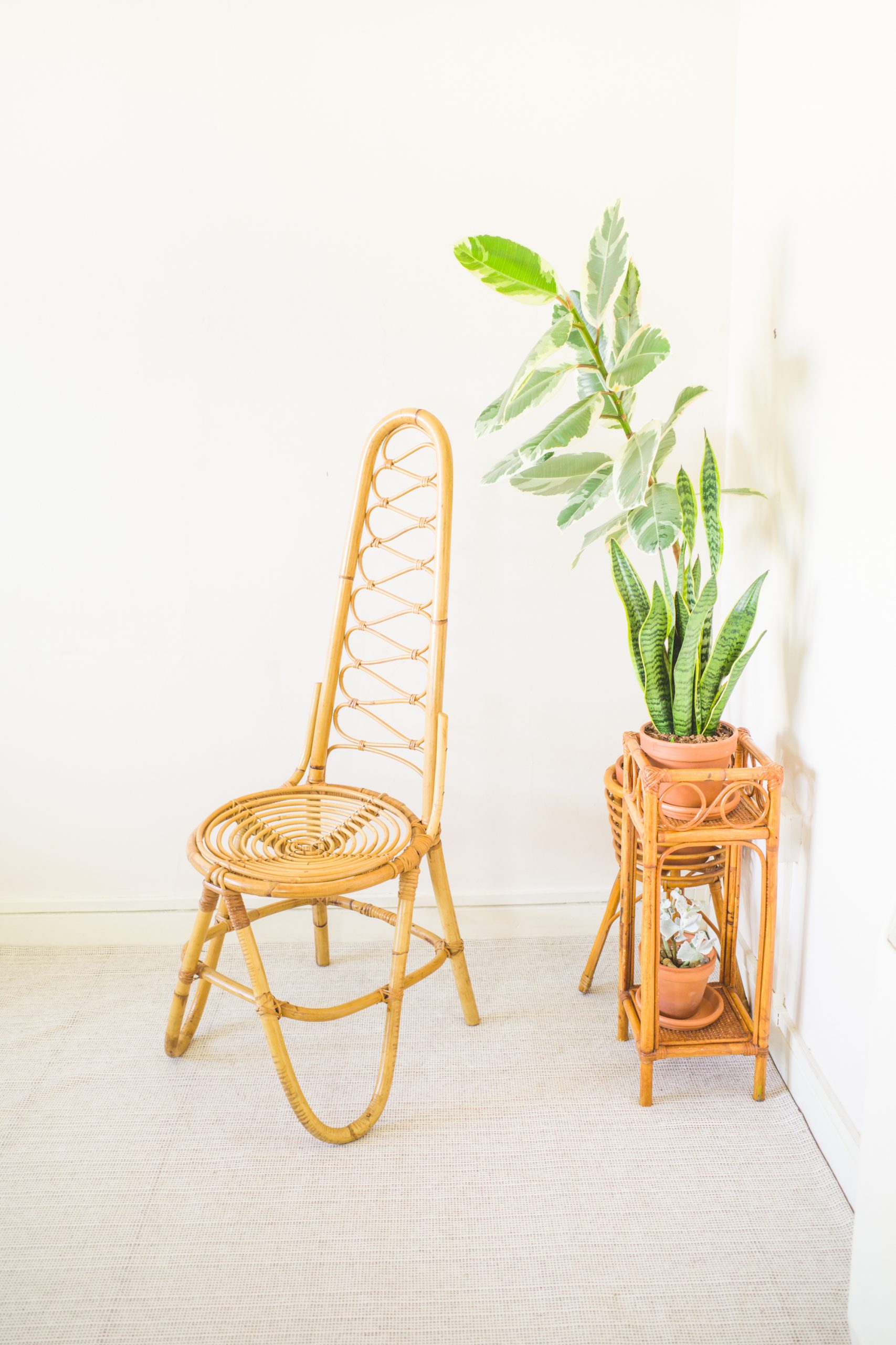 Rare Original Bamboo High Backrest Chair