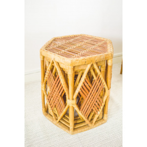 Nest of 4 Rattan Hexagonal Side Tables / Plant Stands