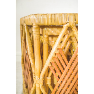 Nest of 4 Rattan Hexagonal Side Tables / Plant Stands