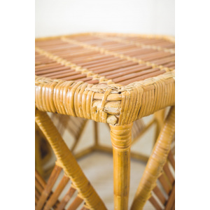 Nest of 4 Rattan Hexagonal Side Tables / Plant Stands