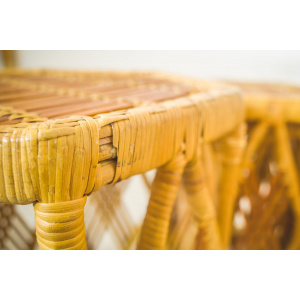 Nest of 4 Rattan Hexagonal Side Tables / Plant Stands