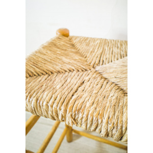 Mid Century Pair of Rattan Wooden Bar Stools