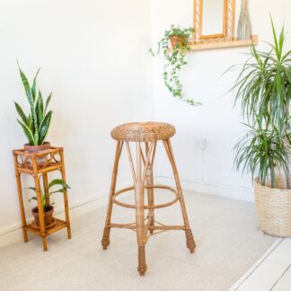 Wicker Round Bar Stool / Plant Stand