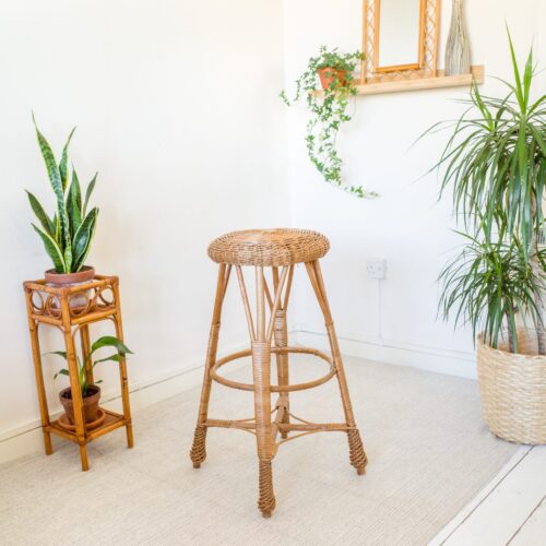Wicker Round Bar Stool / Plant Stand