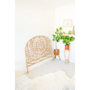 Wicker Peacock Heart Design Bed Headboard (UK Double size)