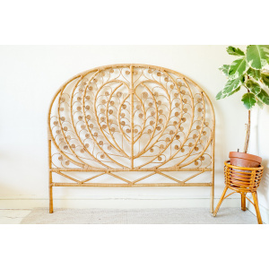 Wicker Peacock Heart Design Bed Headboard (UK Double size)