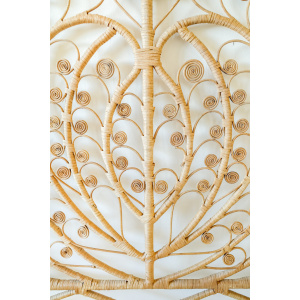 Wicker Peacock Heart Design Bed Headboard (UK Double size)