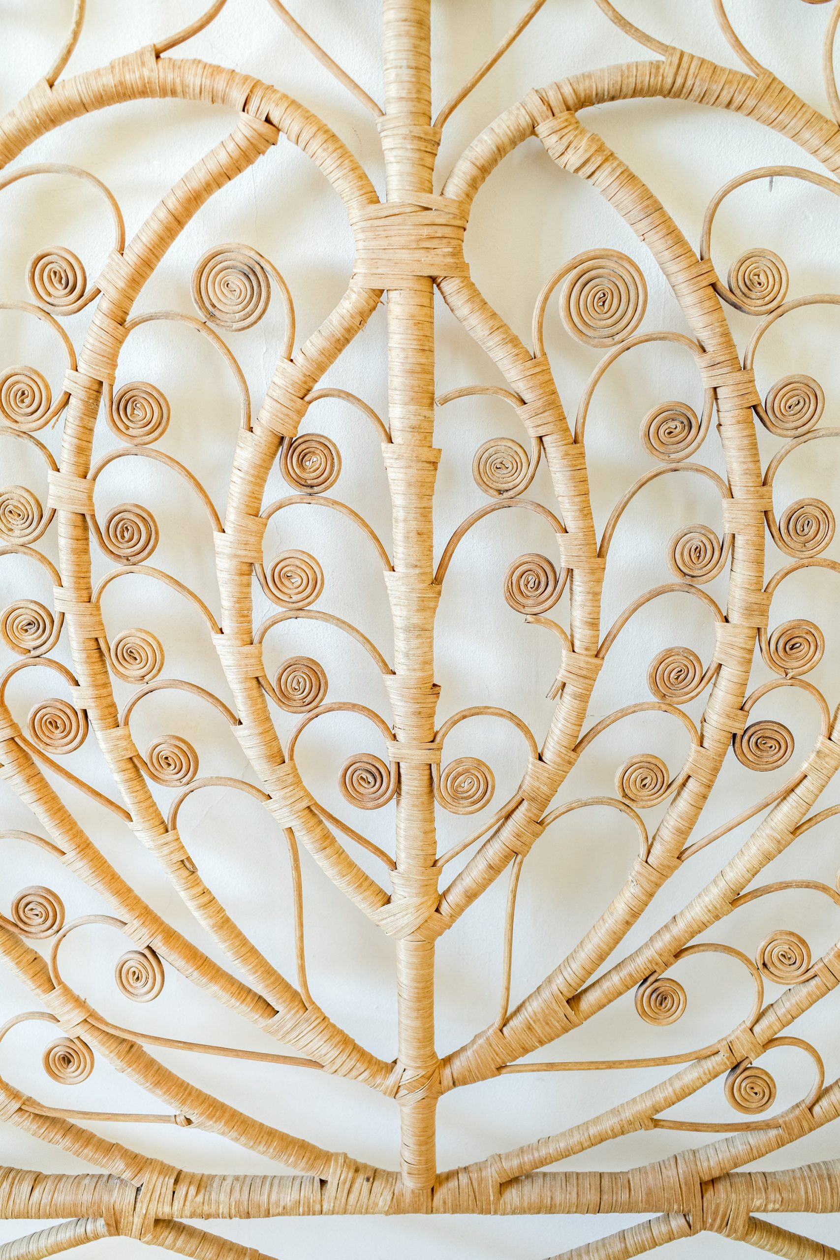 Wicker Peacock Heart Design Bed Headboard (UK Double size)
