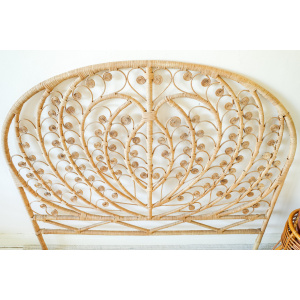Wicker Peacock Heart Design Bed Headboard (UK Double size)