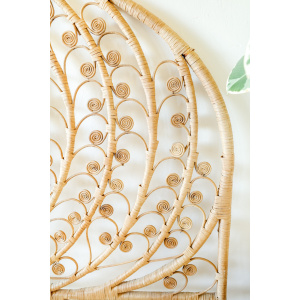 Wicker Peacock Heart Design Bed Headboard (UK Double size)