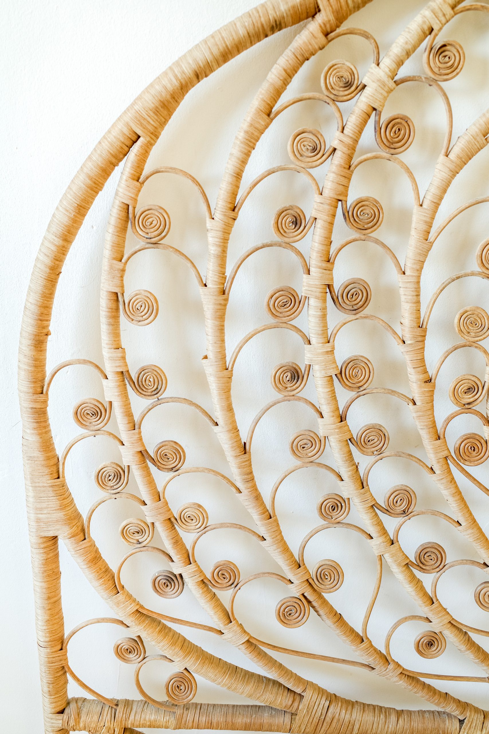 Wicker Peacock Heart Design Bed Headboard (UK Double size)