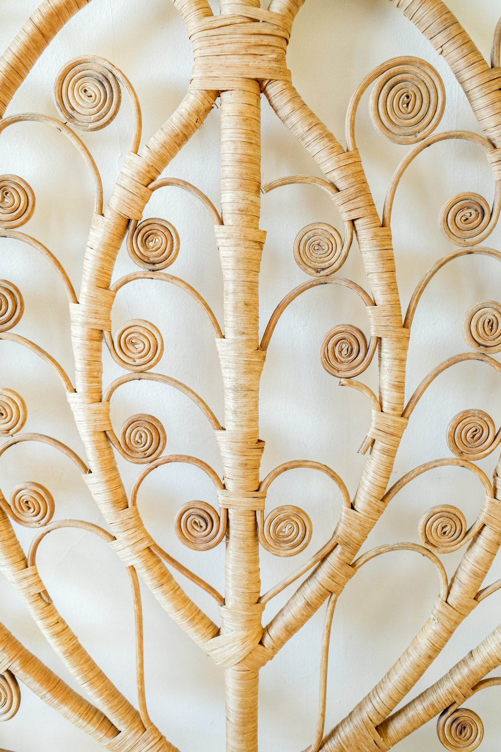 Wicker Peacock Heart Design Bed Headboard (UK Double size)