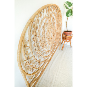 Wicker Peacock Heart Design Bed Headboard (UK Double size)
