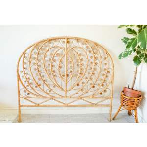 Wicker Peacock Heart Design Bed Headboard (UK Double size)