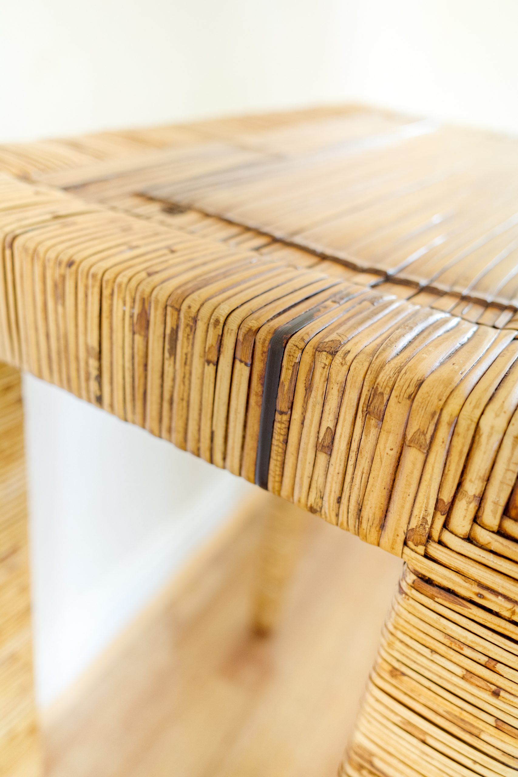 Wicker Tall Console Table / Lamp Table