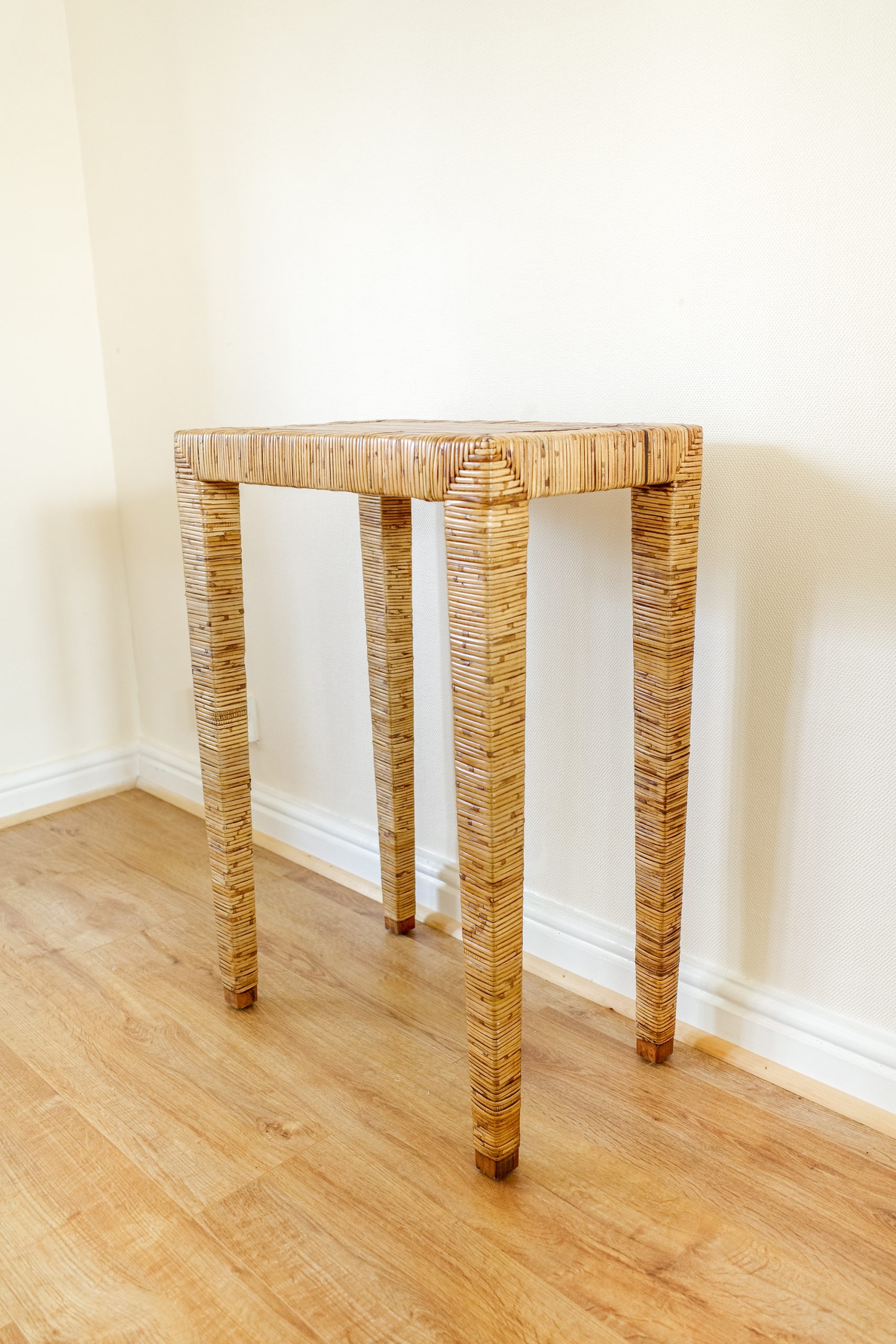 Wicker Tall Console Table / Lamp Table