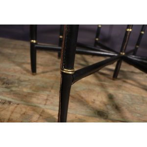 Stitched Leather And Brass Table By Jacques Adnet