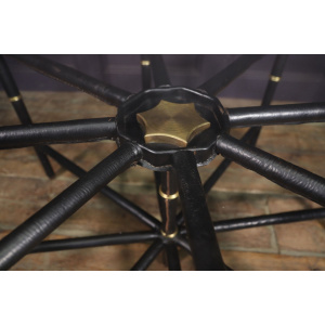 Stitched Leather And Brass Table By Jacques Adnet