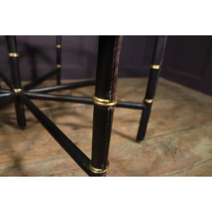 Stitched Leather And Brass Table By Jacques Adnet
