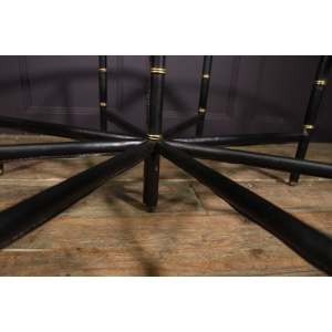 Stitched Leather And Brass Table By Jacques Adnet