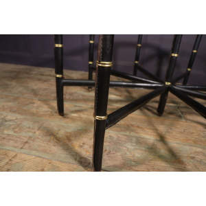 Stitched Leather And Brass Table By Jacques Adnet