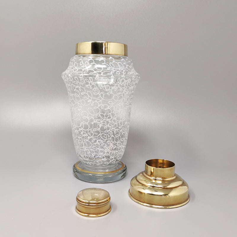 1960s Cocktail Shaker Set with Four Glasses. Made in Italy