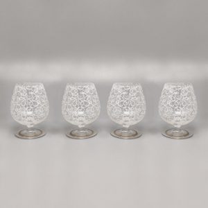 1960s Cocktail Shaker Set with Four Glasses. Made in Italy