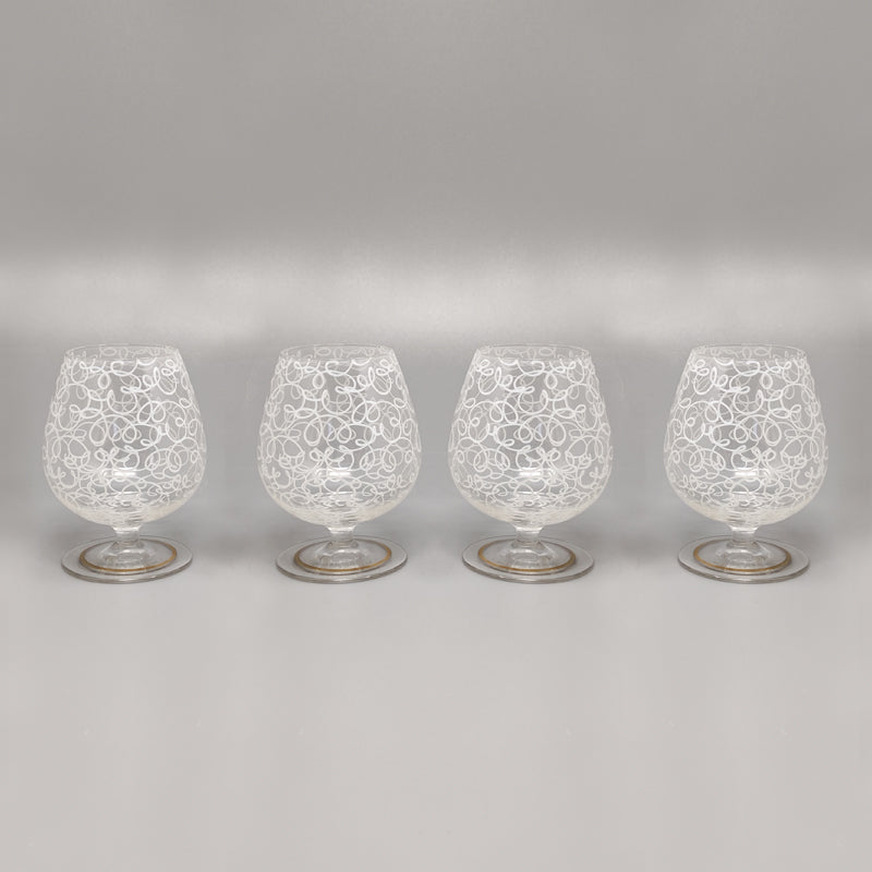 1960s Cocktail Shaker Set with Four Glasses. Made in Italy