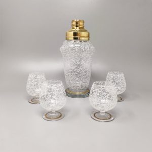 1960s Cocktail Shaker Set with Four Glasses. Made in Italy